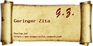 Geringer Zita névjegykártya
